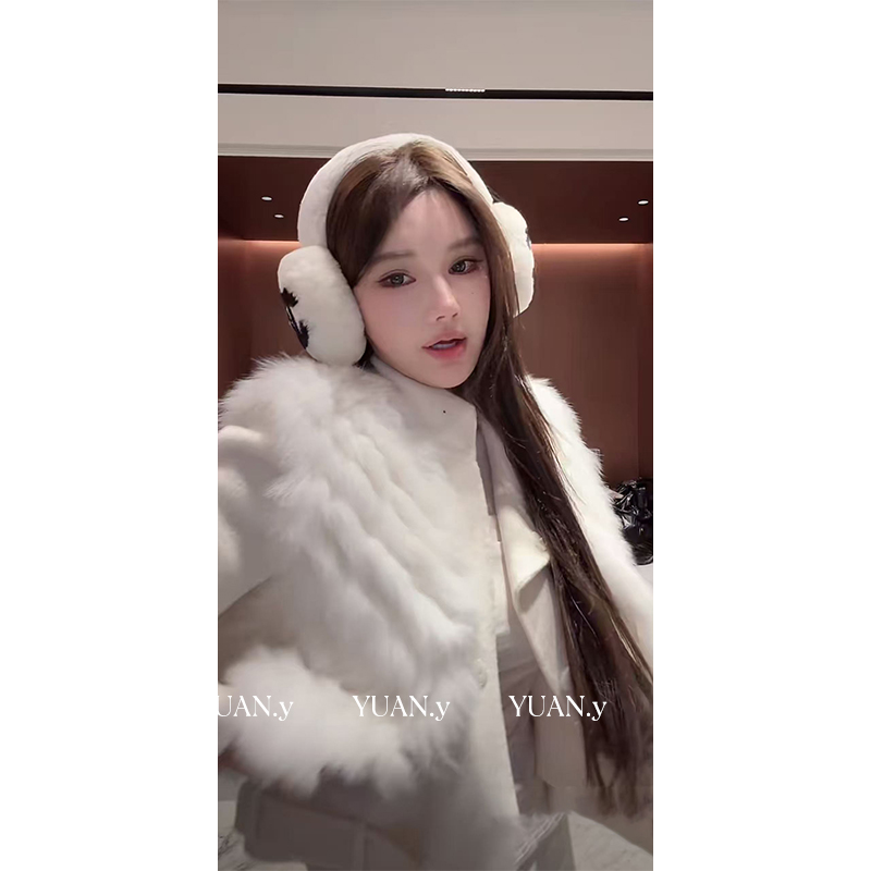 媛媛【富人街区】狐狸毛外套女中长款高级感小个子毛毛绒上衣#W0973