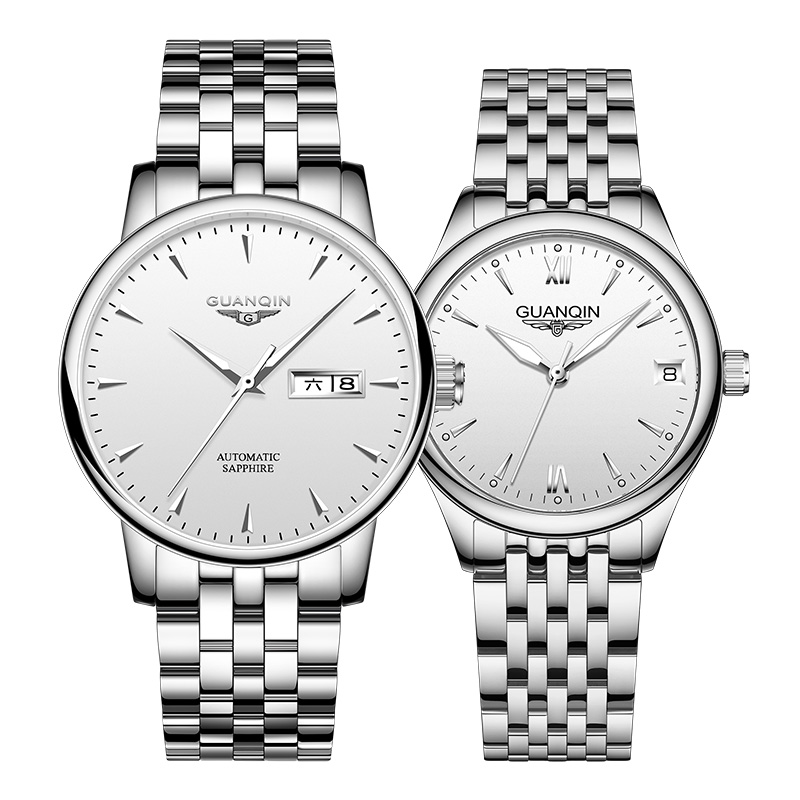 GUANQIN/冠琴情侣手表百搭超薄机械表经典简约夜光防水腕表名表