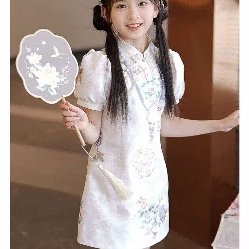 2025夏季女童中国风刺绣旗袍新款儿童复古连衣裙旗袍儿童女6-12岁