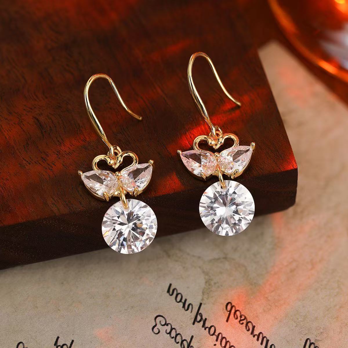 铜合金锆石耳饰 （25号）鸳鸯戏水精致百搭高档气质女人味十足耳饰