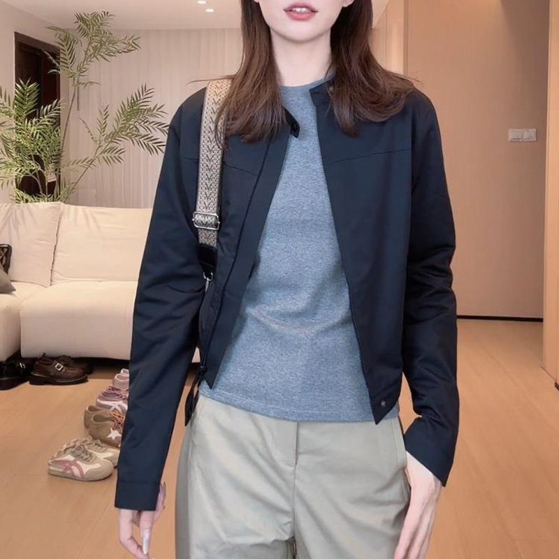 时尚气质短款百搭夹克外套女士2025秋季新款休闲长袖上衣简约女装