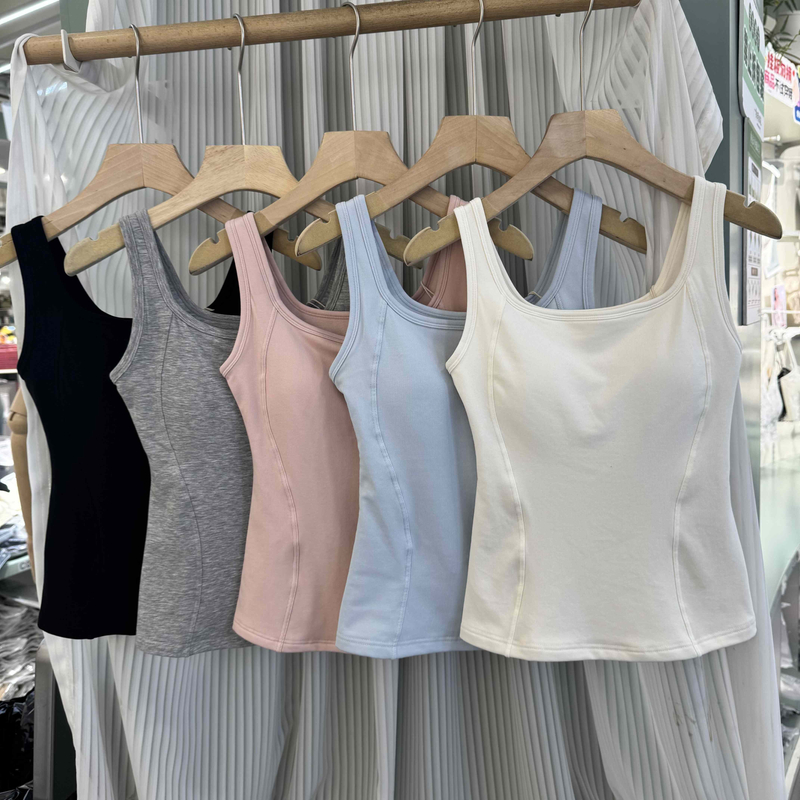 米娅琳8888莱赛尔保暖吊带背心女带胸垫固定外穿内搭美背抹胸