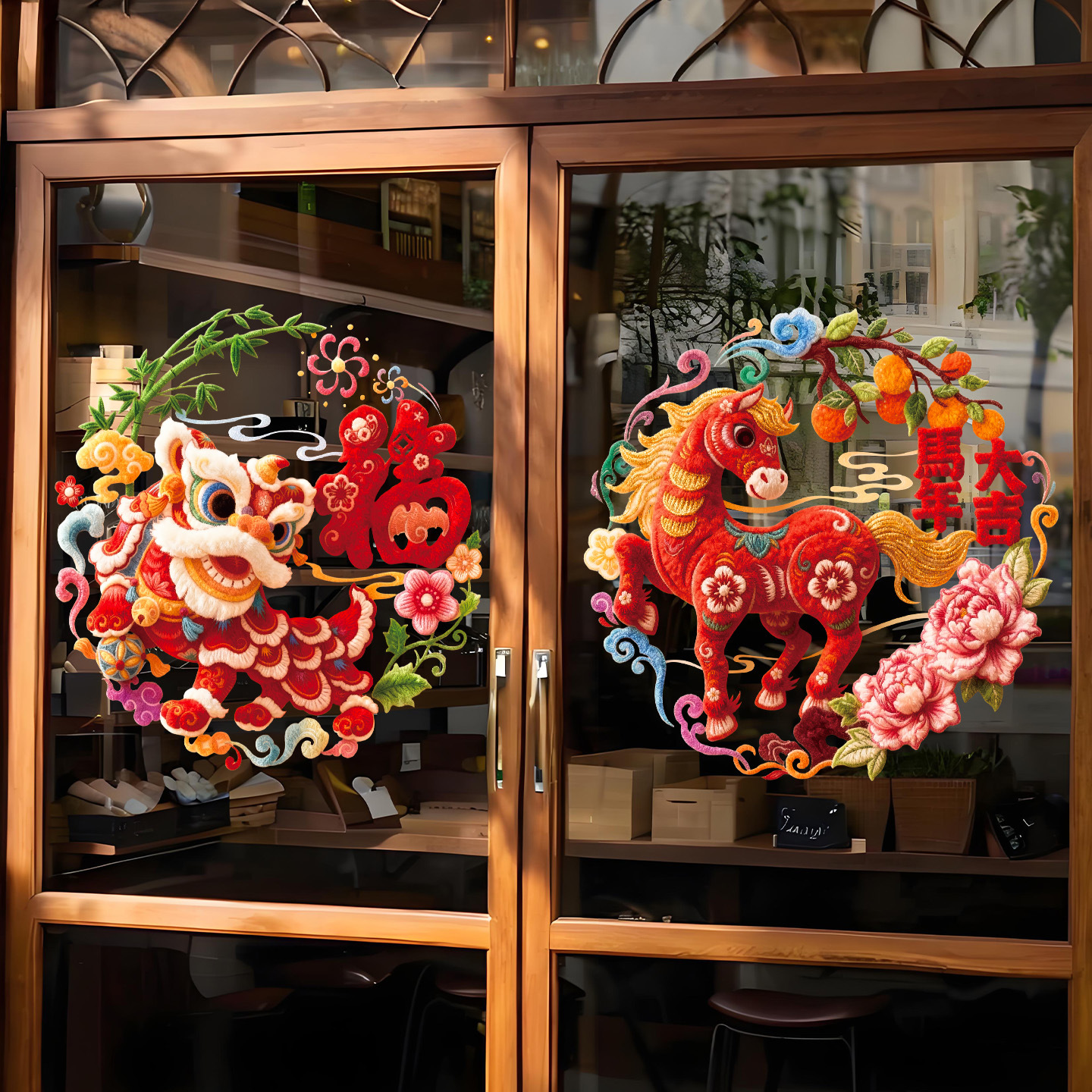 2026马年窗花静电贴纸春节过年生肖玻璃橱窗福字窗贴新年装饰剪纸