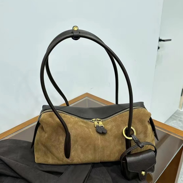 原创大容量松弛感磨砂皮单肩托特包新款高级感波士顿枕头包单肩包