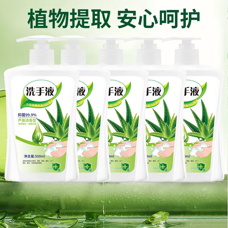 拍一发三芦荟抑菌洗手液500毫升温和保湿润肤清洁剂宿舍家用消毒5