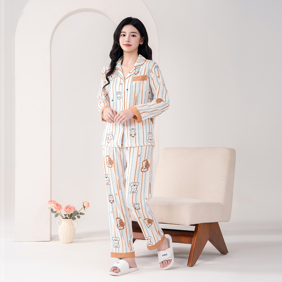 【泰迪熊】休闲舒适长袖设计款睡衣家居服套装58798