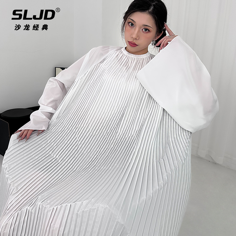 网红加长带袖理发店围布剪发围布美发围布围布发廊专用防水不粘发