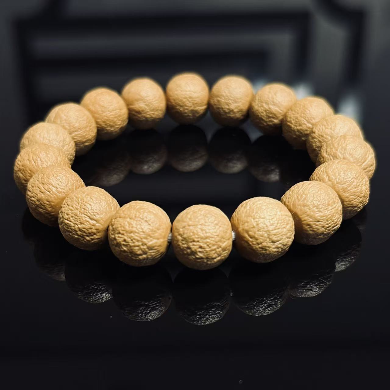 穷哥们-小青柑-聚宝盆料-原色猴头手串-全品无暇 