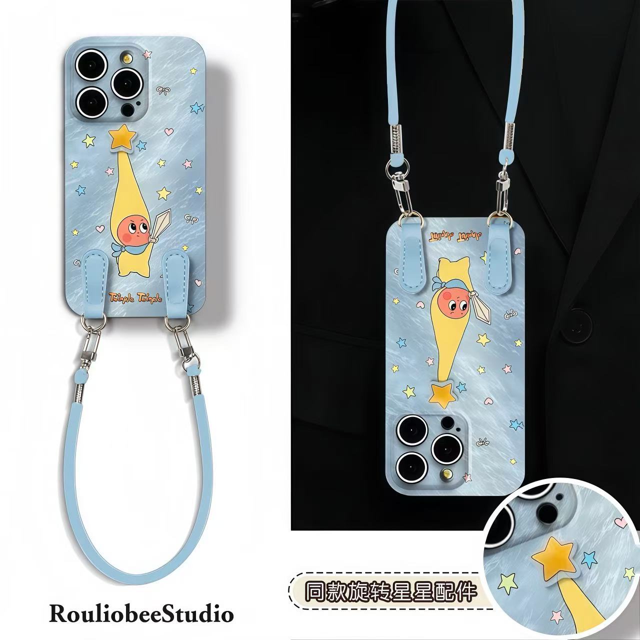旋转持剑星星人挂绳适用iPhone17苹果16手机壳华为vivoppo小米15