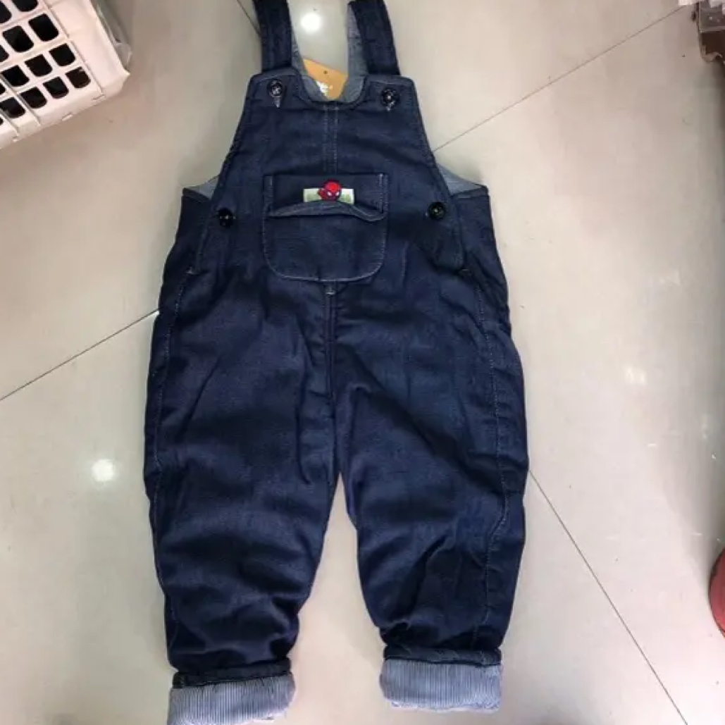 高端洋气时尚超柔弹力棉里牛仔背带棉裤