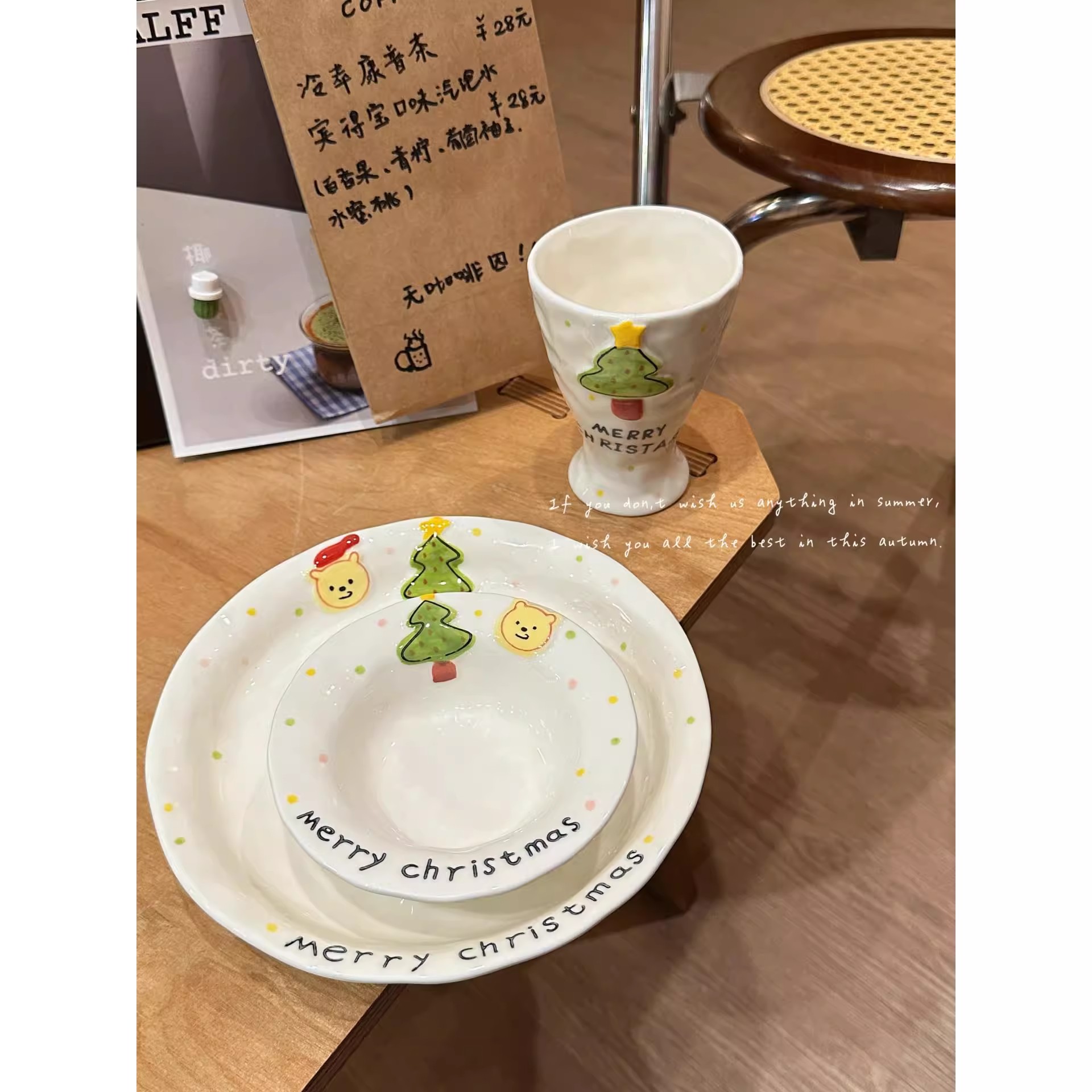 ININHOME圣诞小熊餐具釉下彩陶瓷餐具圣诞礼物套装YM