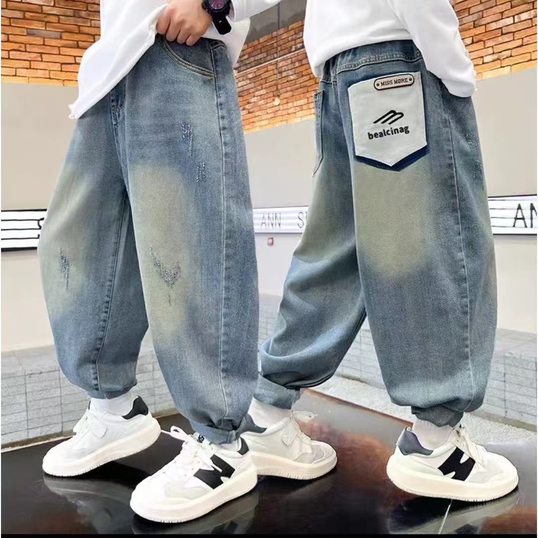 （品质牛仔裤）儿童牛仔裤2025春款新款中大童裤子休闲长裤潮儿童