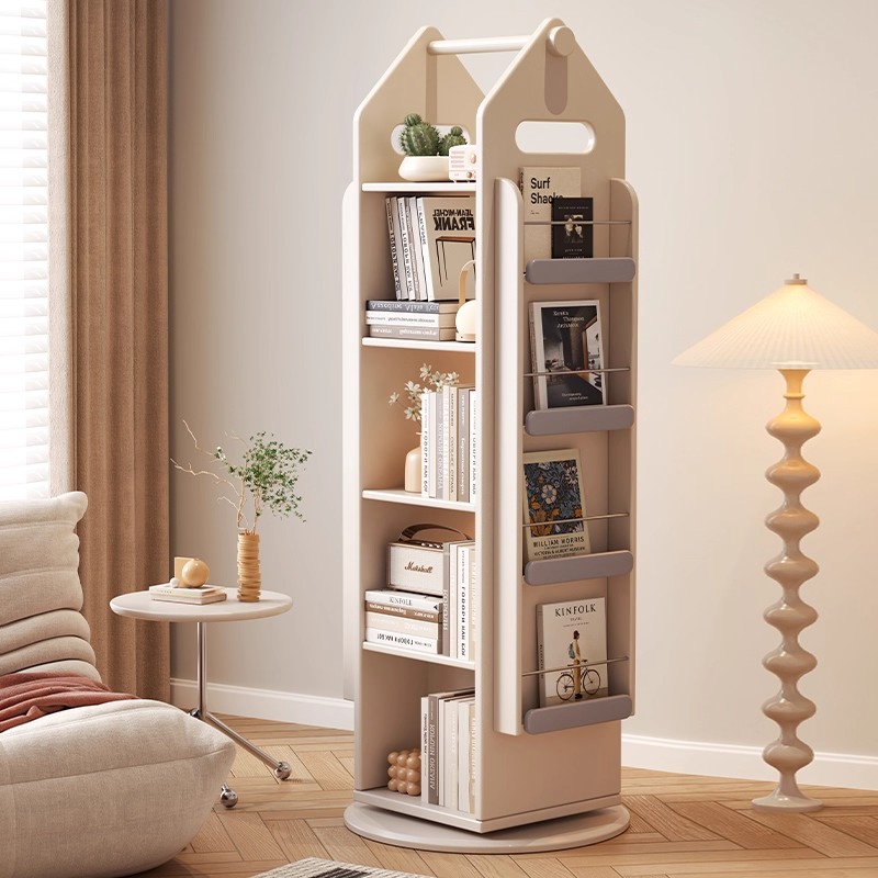 旋转书架置物架实木小型落地架多层小书柜家用儿童绘本架收纳书柜