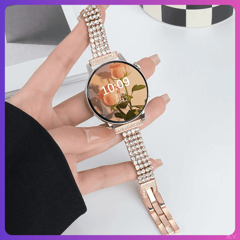 适用华为手表gt6表带gt5轻奢四排镶钻gt4女款watch5高级gt3金属链