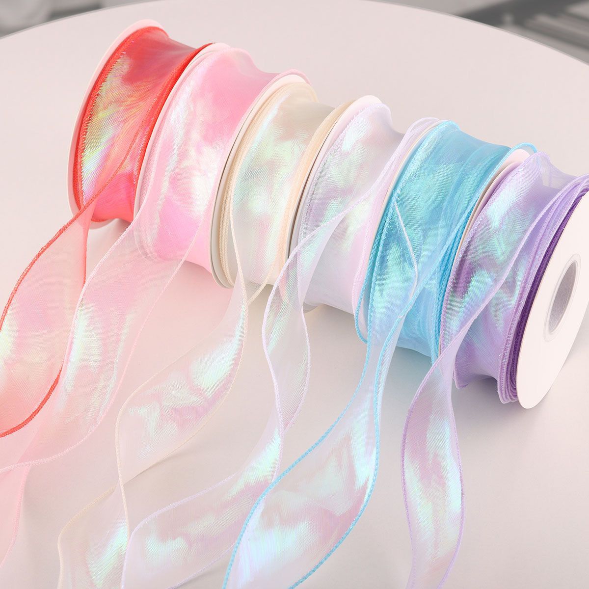 【凌先生】炫彩鱼尾纱丝带40cm丝带包装带鲜花绸带幻彩尾纱 diy彩带