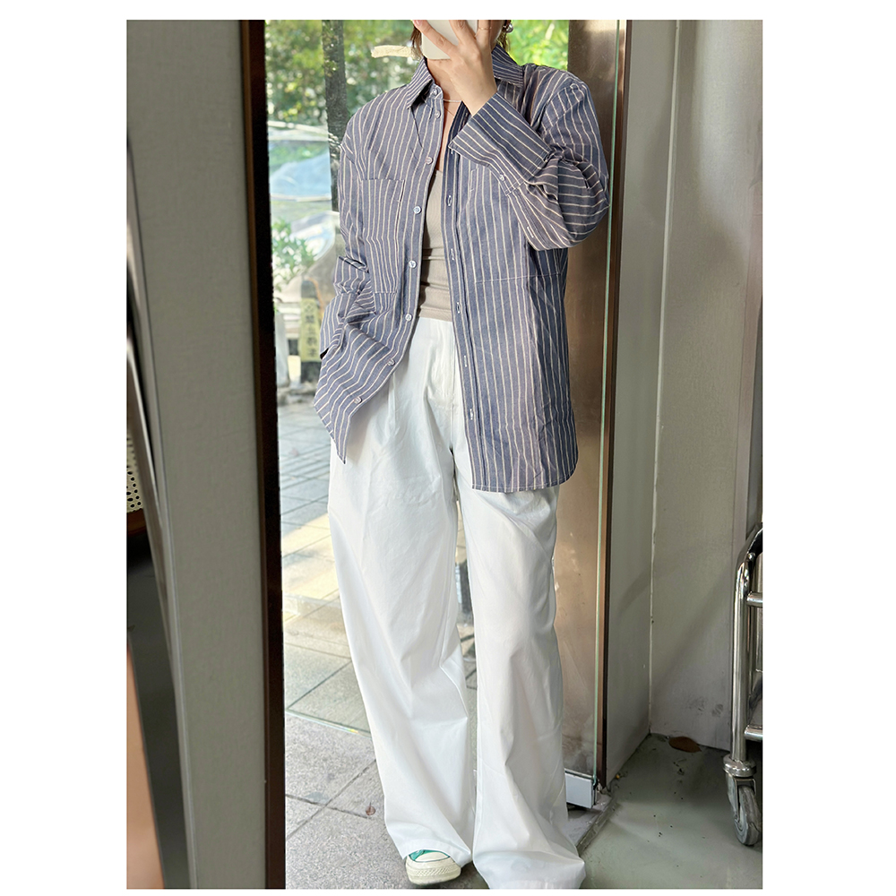 ZM171 春夏新款宽松翻领长袖女士休闲衬衫