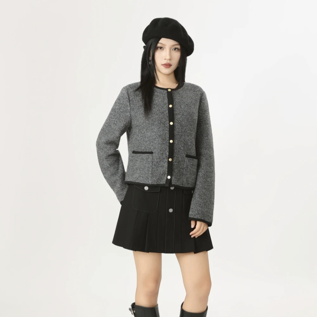 GIRDEAR/哥弟秋冬新款时尚百搭显瘦气质小香风长袖外套女1400512