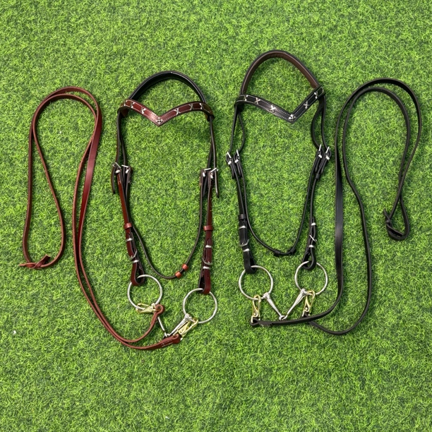 进口软牛皮水勒缰绳防冻英式防滑衔铁速度马鞍马具