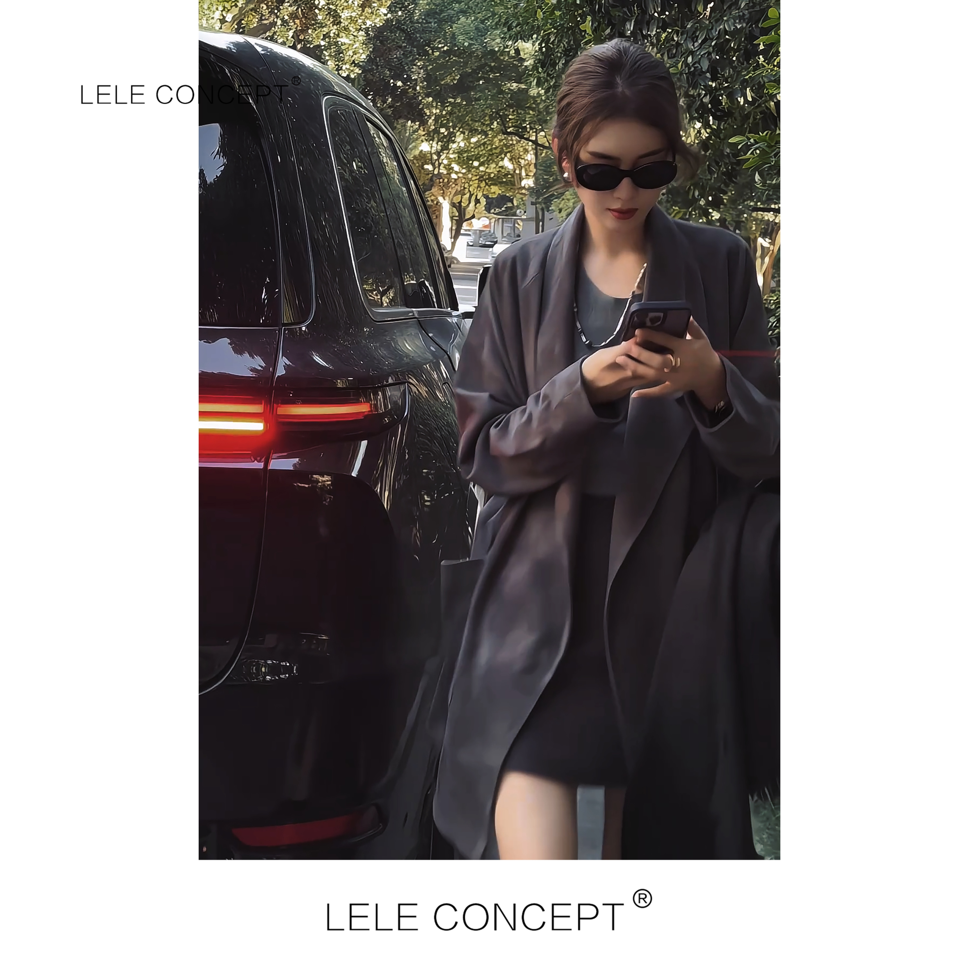 LELE CONCEPT丨「丽」时髦轻奢翻领腰带款凡毛皮衣P0107