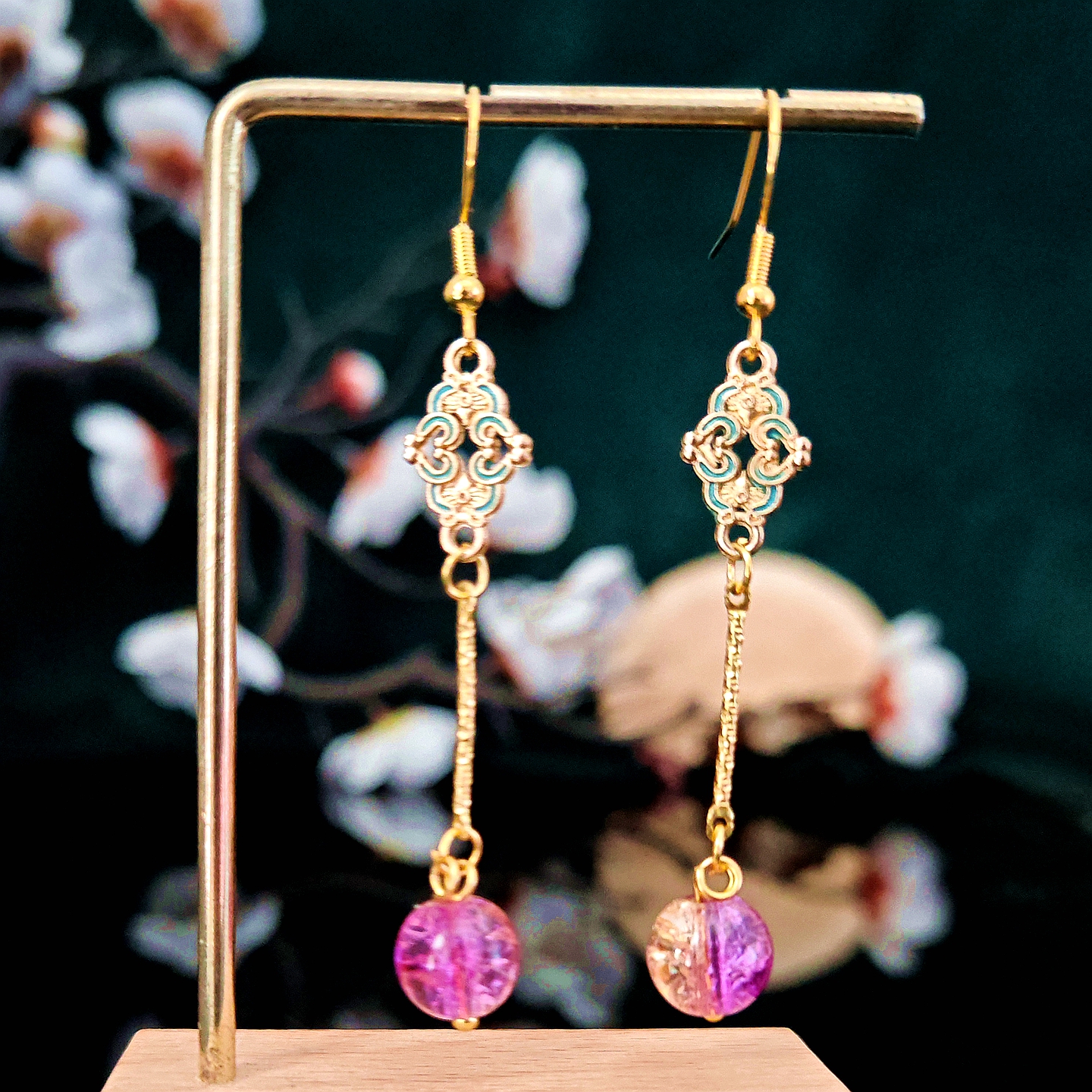 多吉米紫影绕福复古新中式原创高级感耳环耳夹耳饰配汉服旗袍