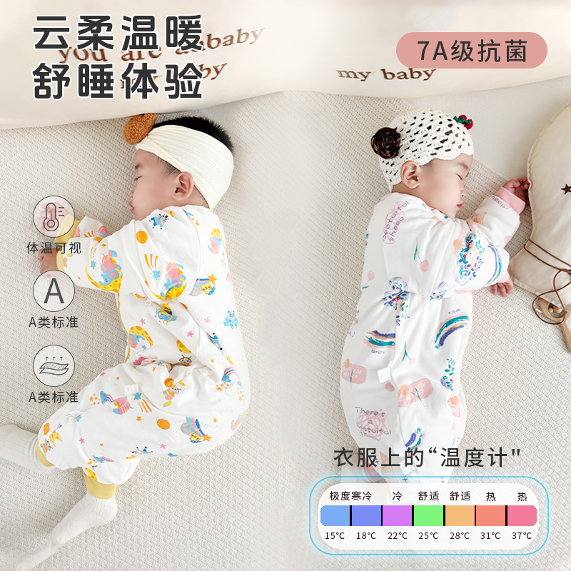 婴儿睡袋宝宝春秋夹棉婴儿睡袋秋冬中厚防踢被儿童睡袋女宝宝睡袋