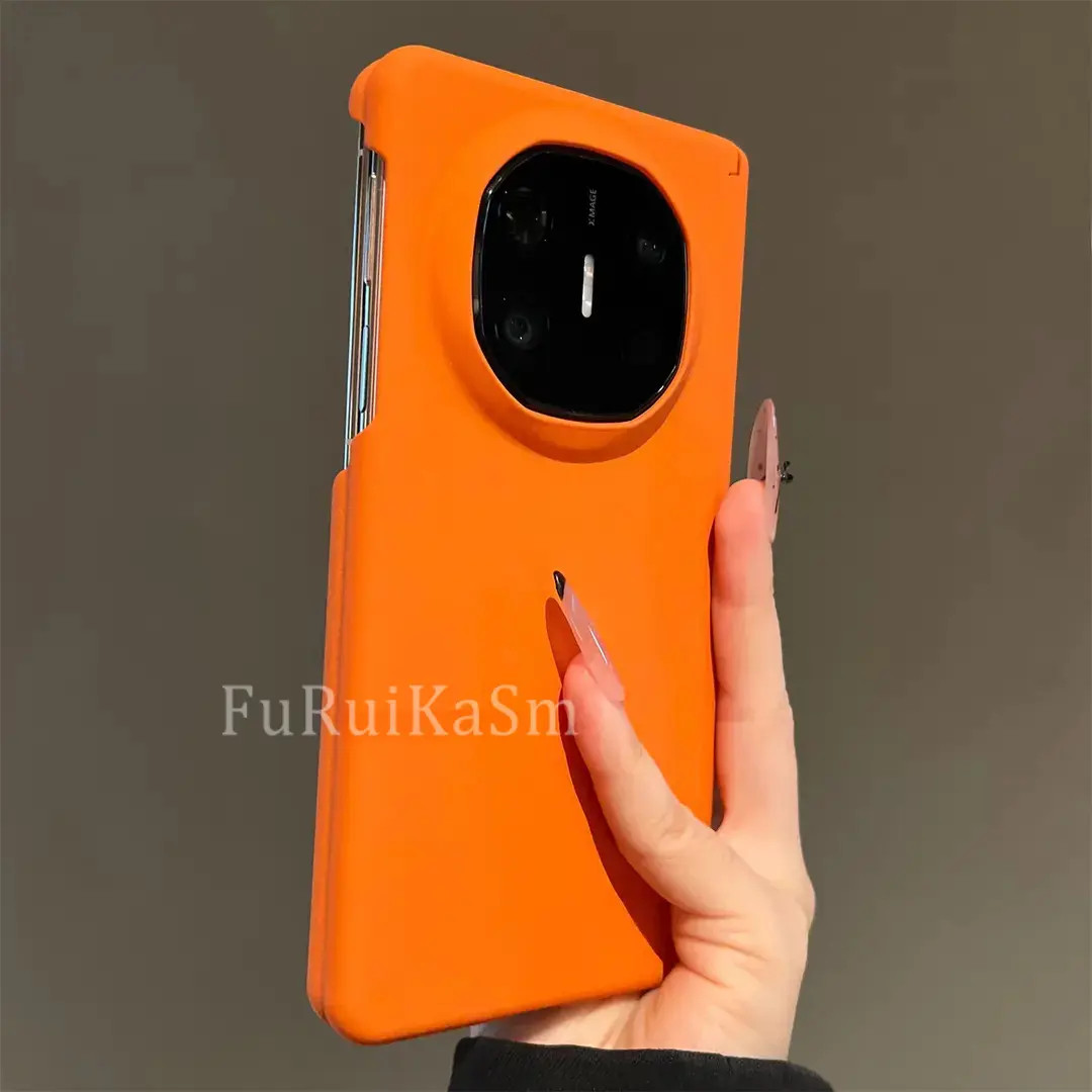 升级双中轴肤感磨砂珊瑚橙适用华为MateX6典藏版折叠屏手机壳X5硬