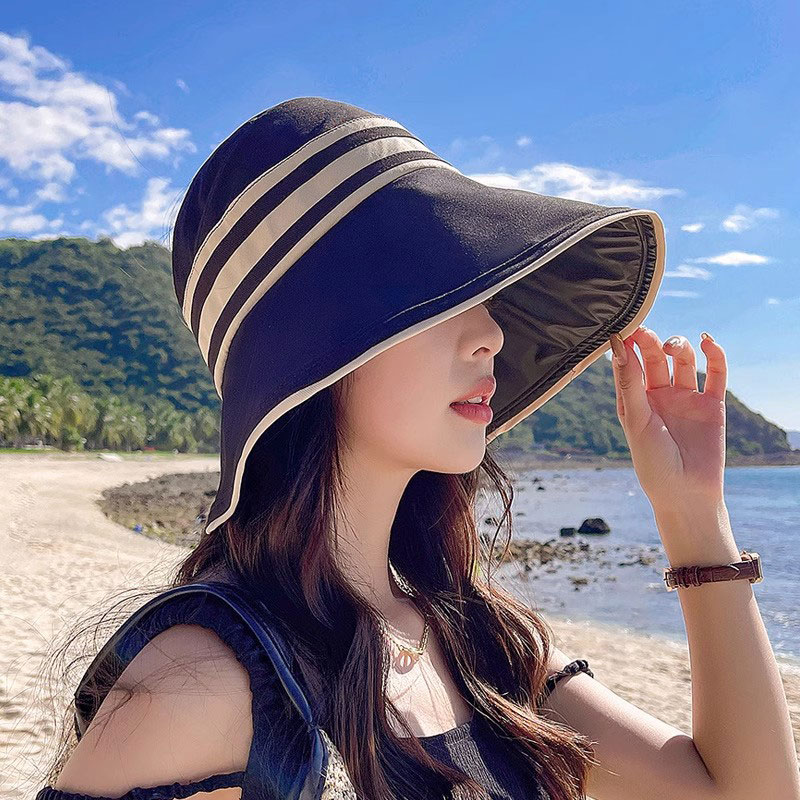 夏季遮阳帽太阳帽防晒帽渔夫帽草帽盆帽空顶帽大帽檐水貂渔夫帽