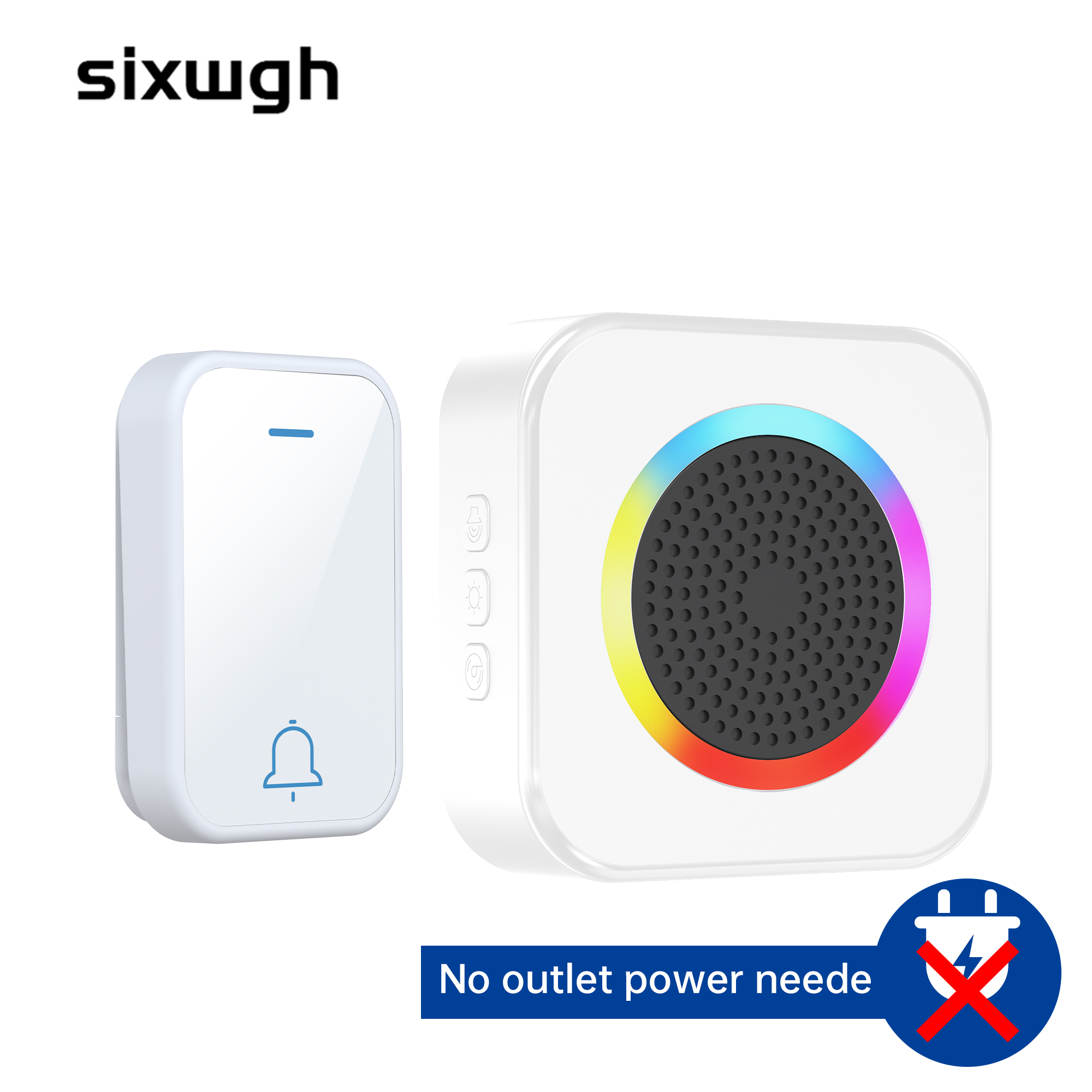 新款无线门铃家用63首铃声大音量环形彩灯可穿墙远距离老人呼叫器