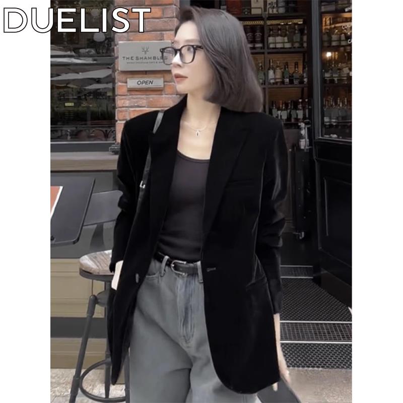 DUELIST超好看黑色西装外套秋气质高级感小个子夹棉加厚西服上衣