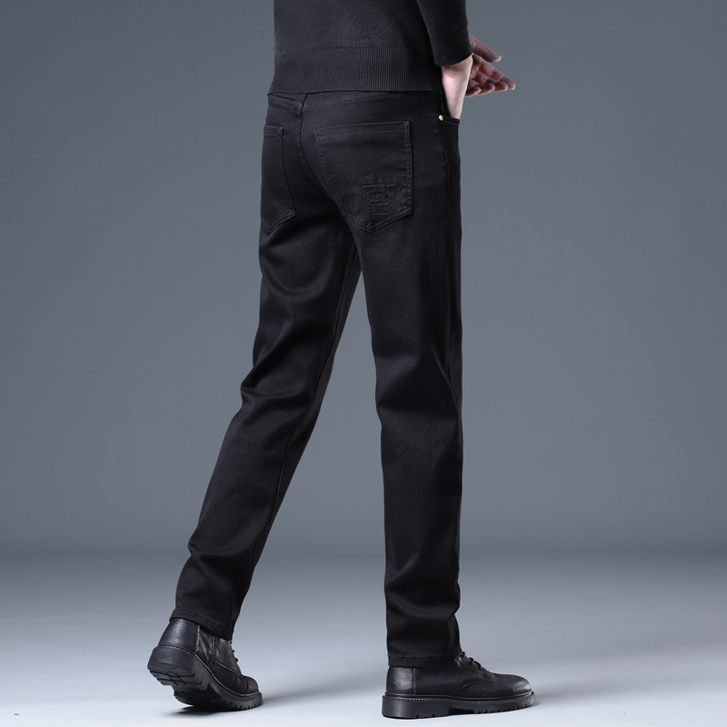 户外黑色秋季欧货高档轻奢牛仔裤男厚款修身直筒高端百搭潮牌裤子