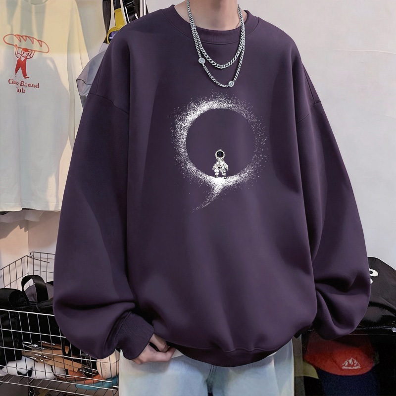 秋季新款美式圆领卫衣男生宽松打底衫长袖潮牌休闲青少年套头上衣