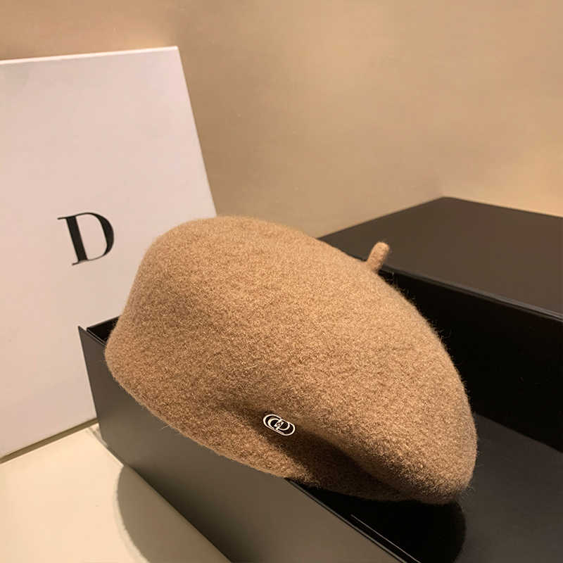 秋冬新款法式高档纯羊毛贝雷帽女保暖时尚蓓蕾帽显脸小复古画家帽