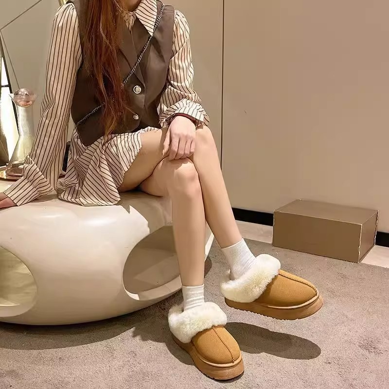 2025年新款冬季雪地靴厚底加绒加厚保暖棉鞋百搭外穿棉拖