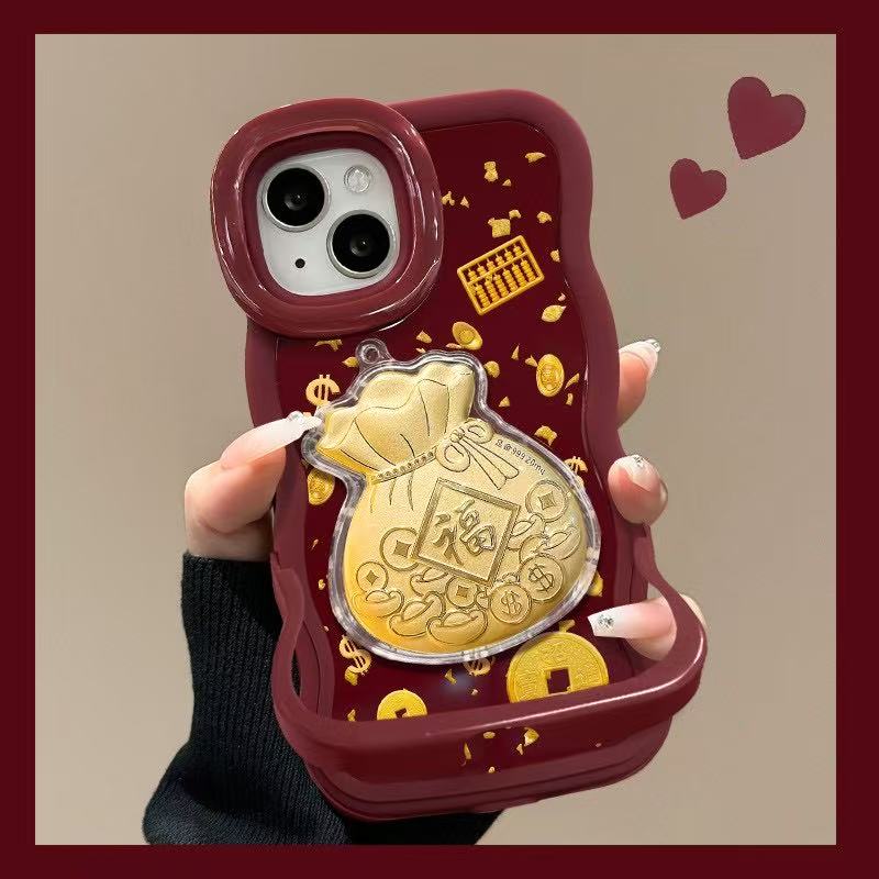 元宝福袋适用于苹果17华为vivo/oppo小米iPhone16PRO双支架手机壳