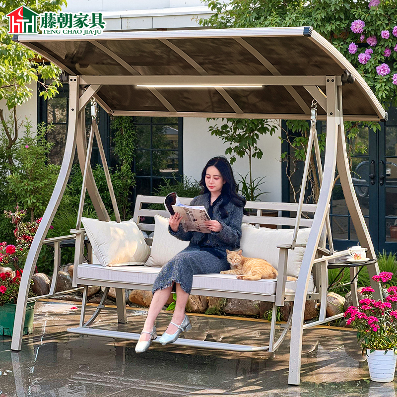 【藤朝品牌】庭院户外荡秋千摇椅双人吊椅室外大人可坐太阳能秋千