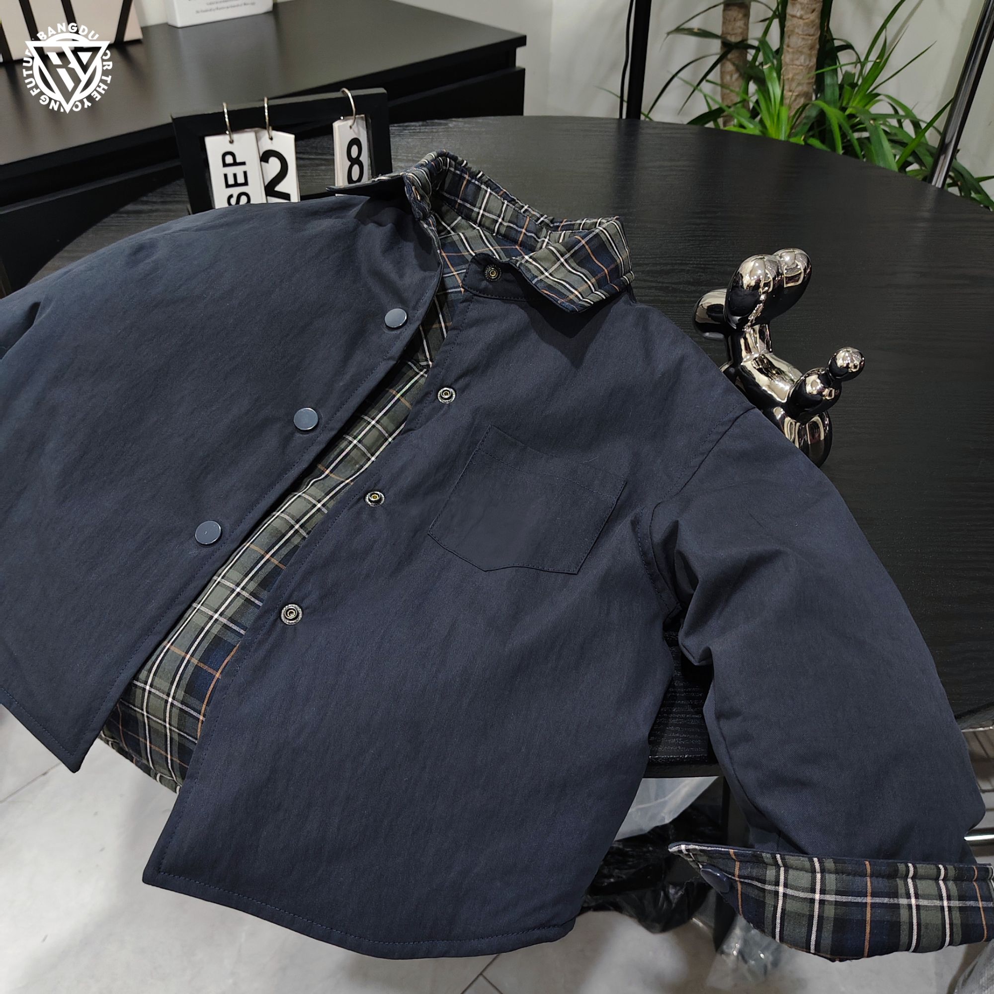 【棒嘟优优】双面穿棉服亲子款姐弟款男女童25冬季格子衬衫棉衣083