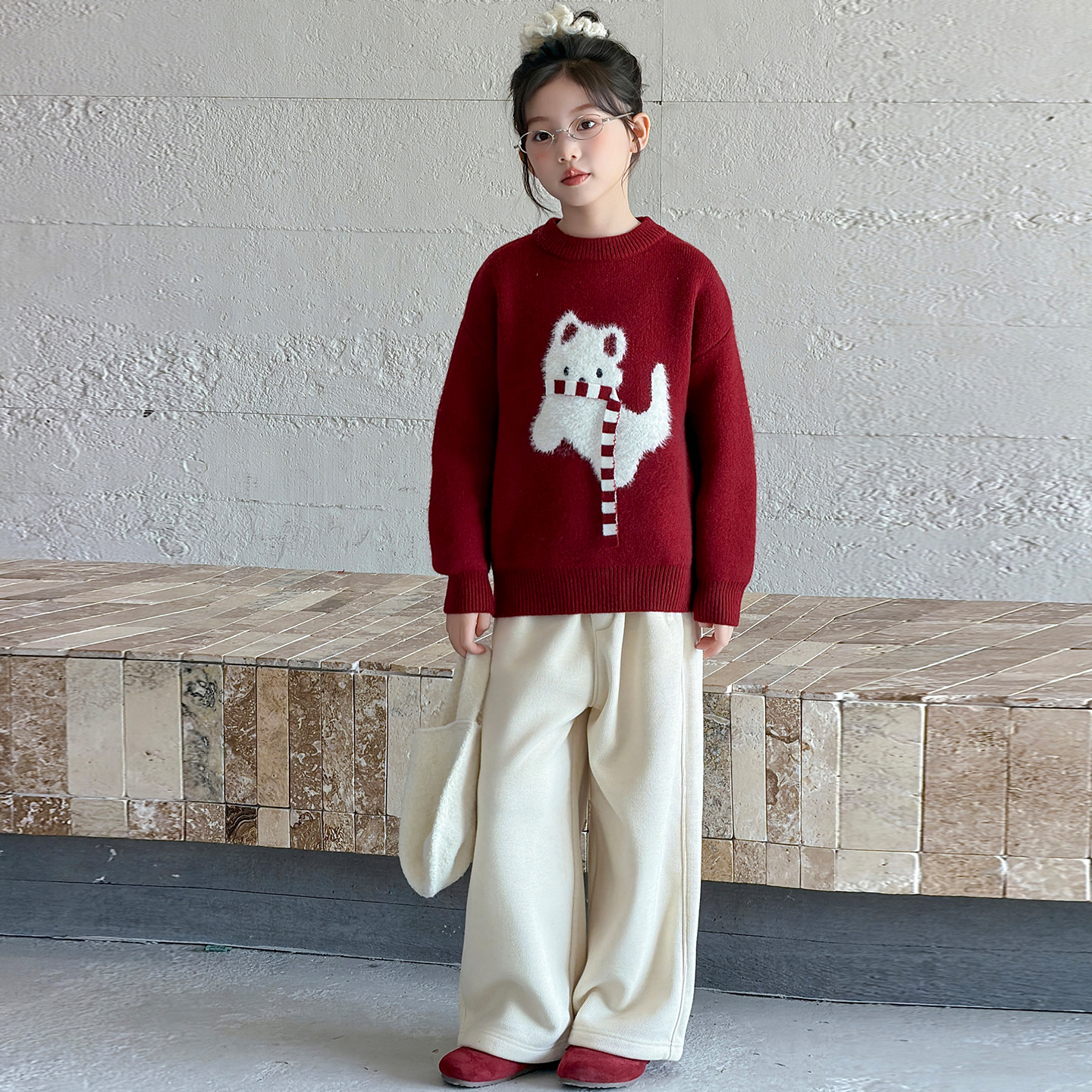 冬季女童毛衣2025新款韩版时尚加厚保暖中大童儿童圣诞节新年冬装