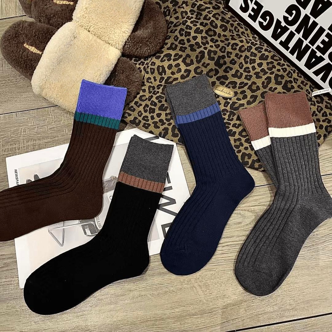 秋上新秋冬季女袜子韩系中长筒堆堆袜日系防臭棉中筒袜少女风韩版