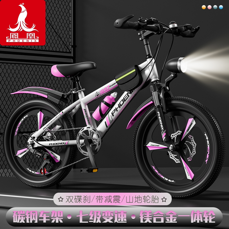 凤凰儿童自行车女孩变速山地车6-10-12-15岁中大童小学生男孩单车