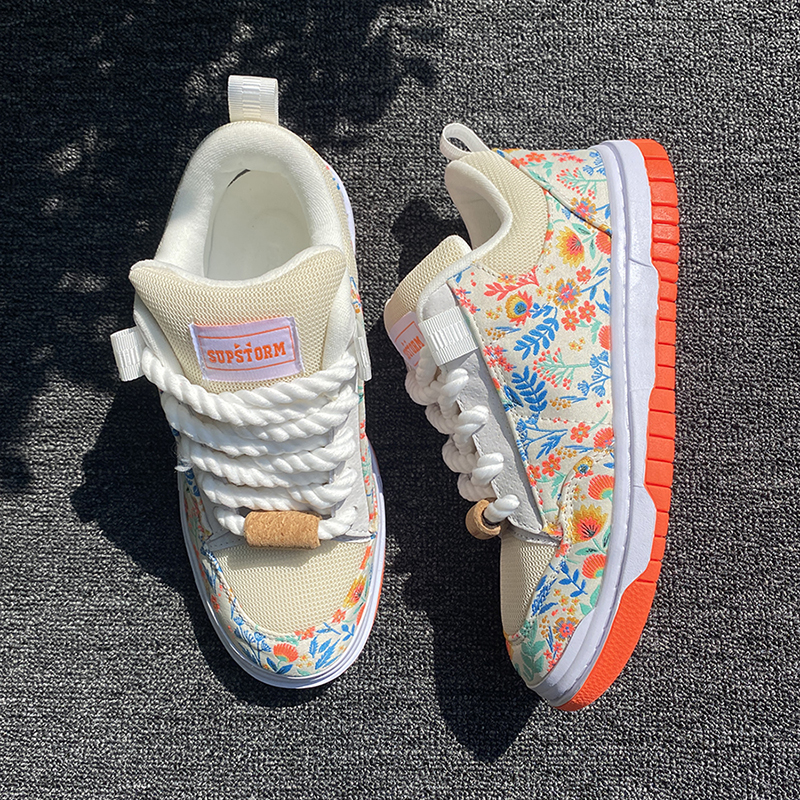 耐磨面包情侣透气板鞋休闲鞋女鞋学生失序混搭风男女休闲板鞋子男