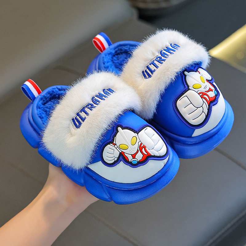 奥特曼儿童棉拖鞋冬季男童EVA卡通皮面防水小孩两穿保暖宝宝棉鞋