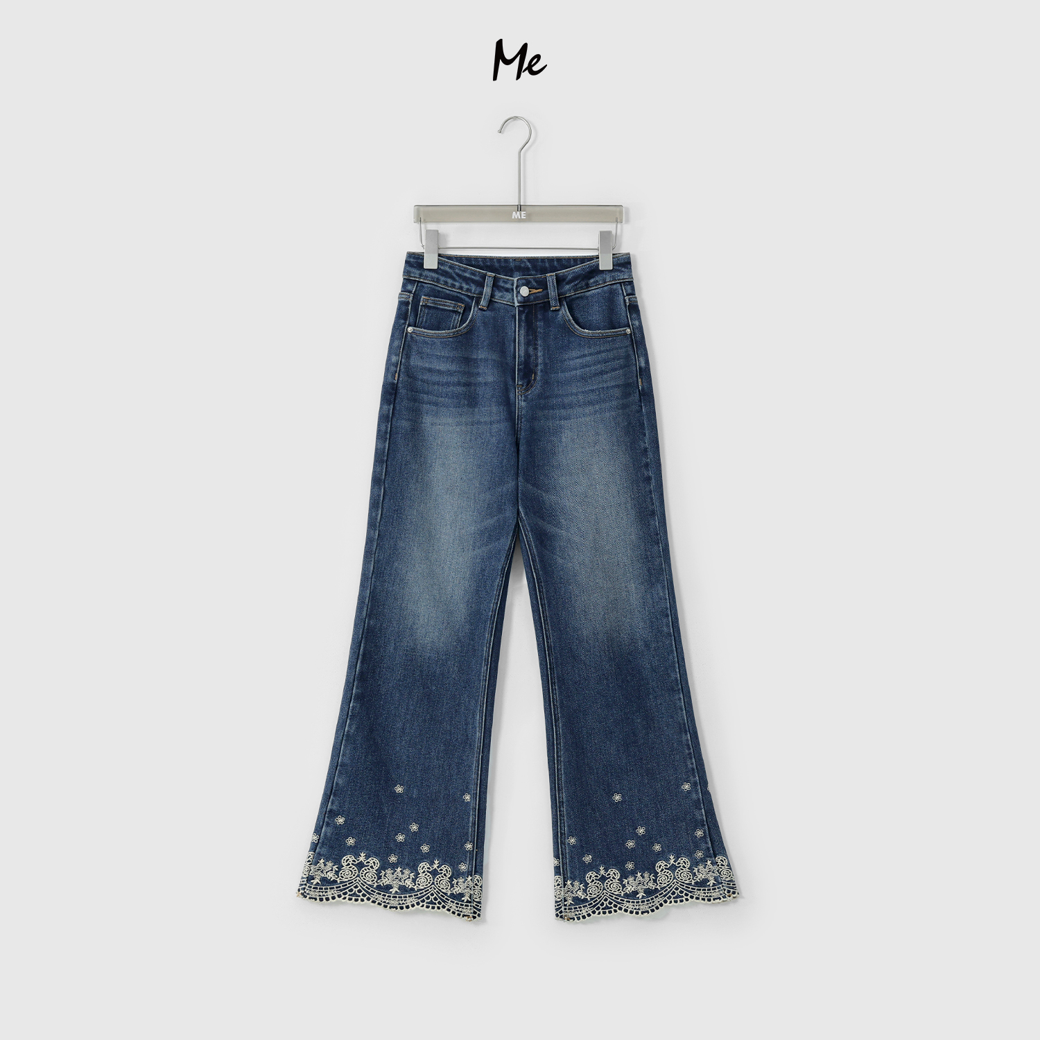 ME【飘雪小直筒（弹力磨毛）】立裁裤型高弹高腰显瘦牛仔裤MESA5056