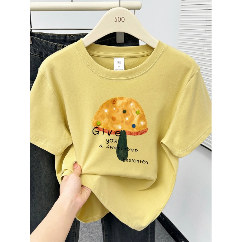 正肩短袖t恤胖mm200斤大码女装设计感洋气遮肚百搭圆领新款上衣潮