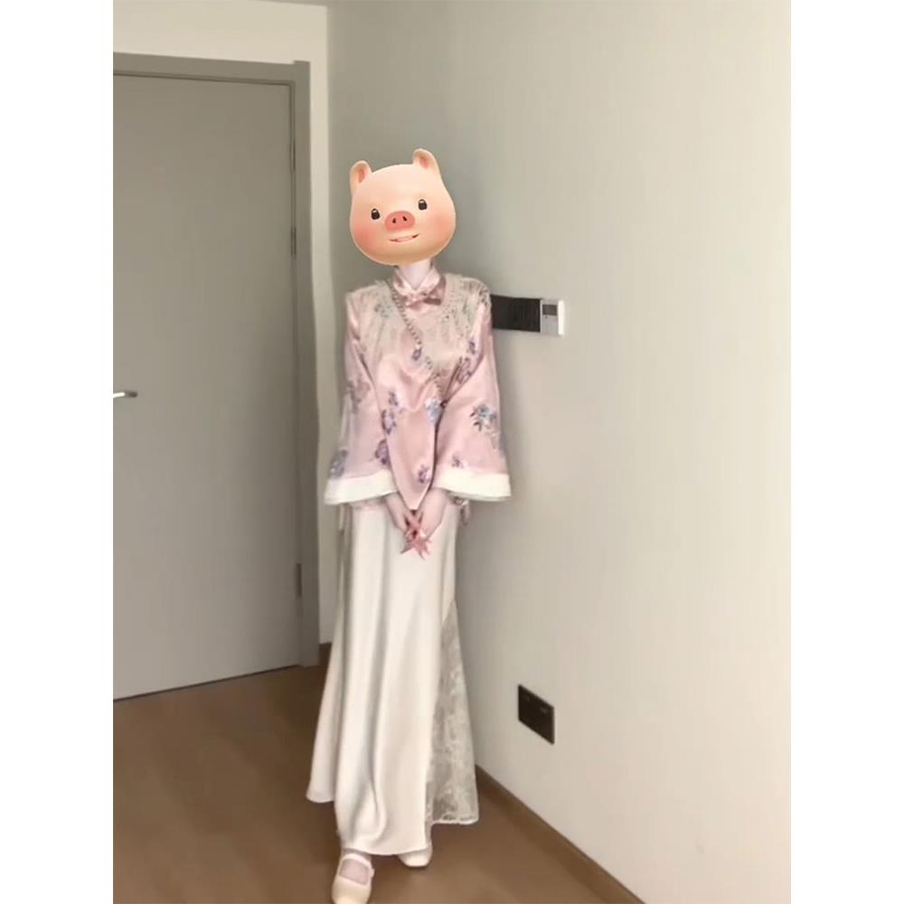 独特新中式女装国风年轻版改良唐装2026新款早秋上衣半裙两件套装
