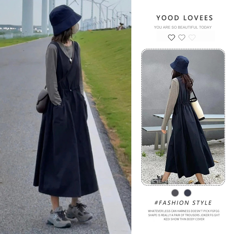 春秋新款女装套装网红爆款一整套法式休闲T恤百搭设计感背心裙女