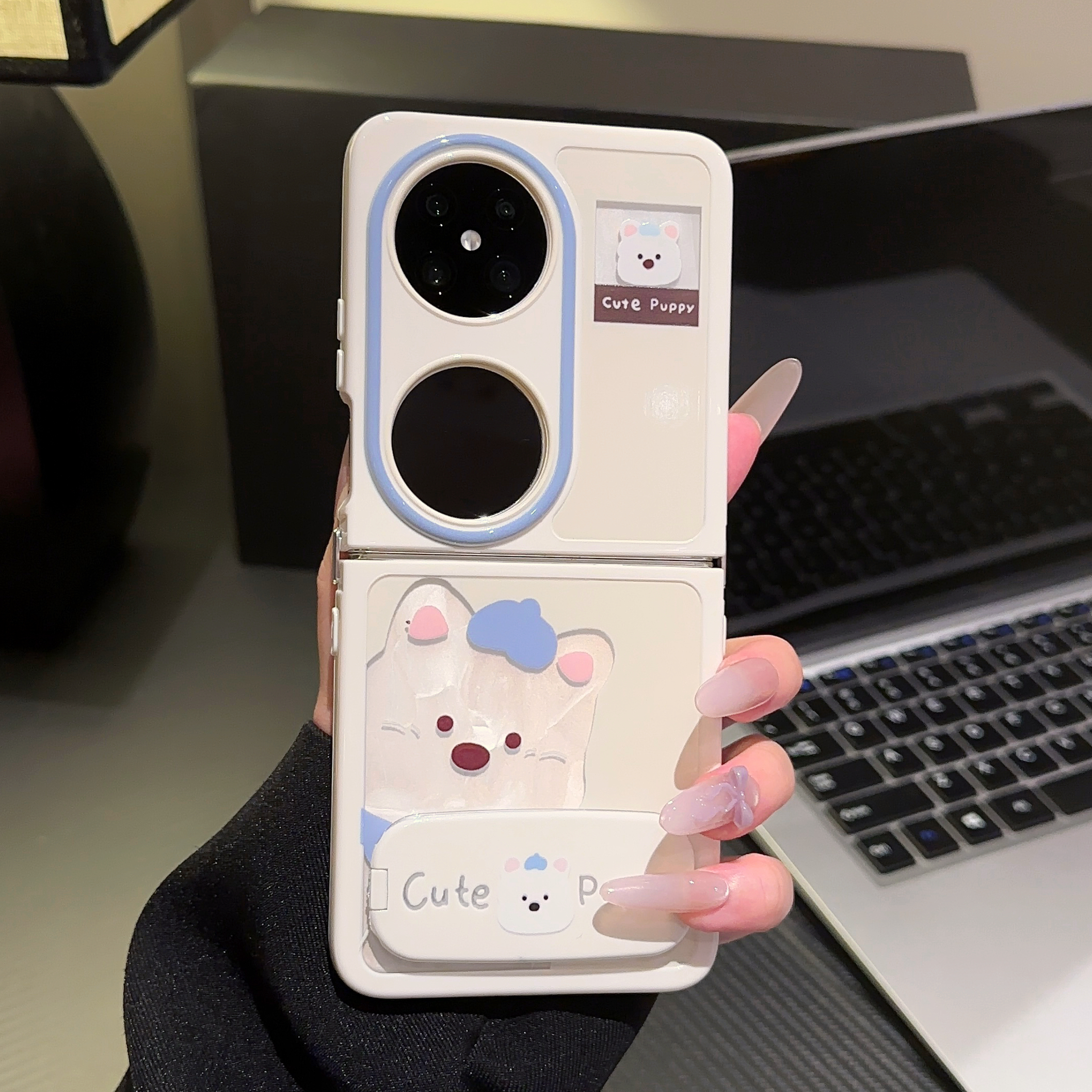 适用华为POCKET2手机壳奶油壳FINDN3FLIP西高地支架XFLIPpocketS