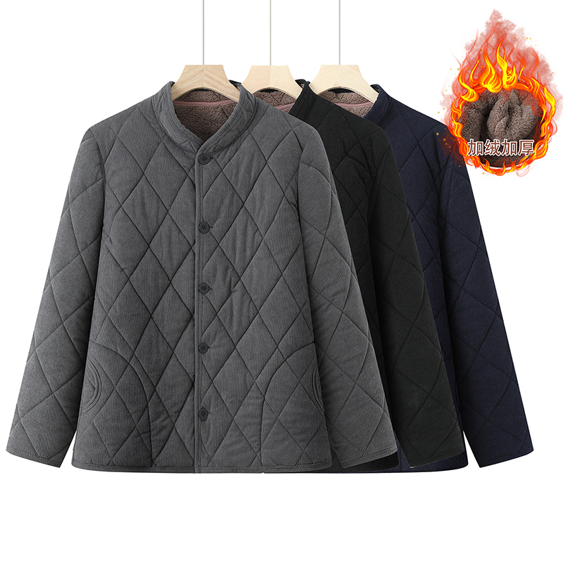 男冬季男士加绒保暖棉服棉衣保暖中老年外穿内胆棉袄轻薄上衣