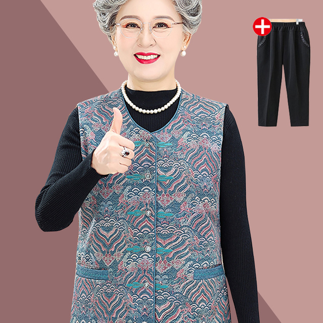 奶奶装春装马甲中老年人春秋款女坎肩妈妈装背心薄款老人新款马夹