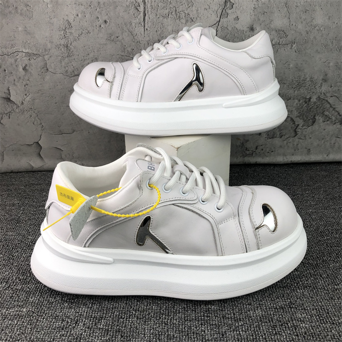 原创小众厚底小白鞋男秋季新款潮流时尚运动休闲银色增高圆头板鞋