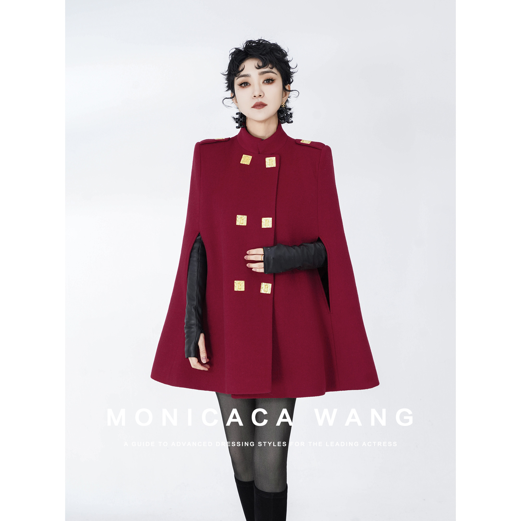 【莫妮卡卡】2025冬季新款女装休闲百搭保暖羊毛斗篷外套ZJS80097